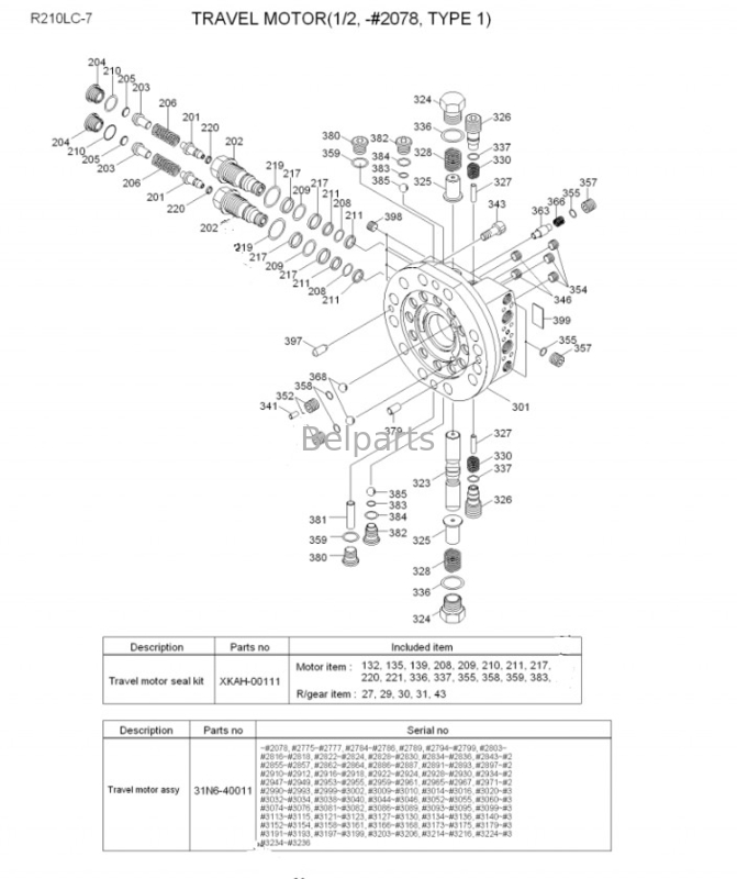 현대 210 Lc7 R210 Lc-7 R210lc-7 여행에 대한 벨파르츠 굴삭기 말단 전동은 베어링 31N6-40010을 자동차로 나릅니다