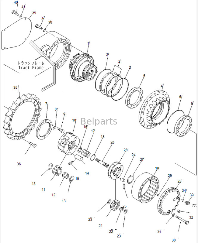 벨파르츠 굴삭기 Pc220-6 말단 전동 708-8F-00121 왕복거리 모터 조립