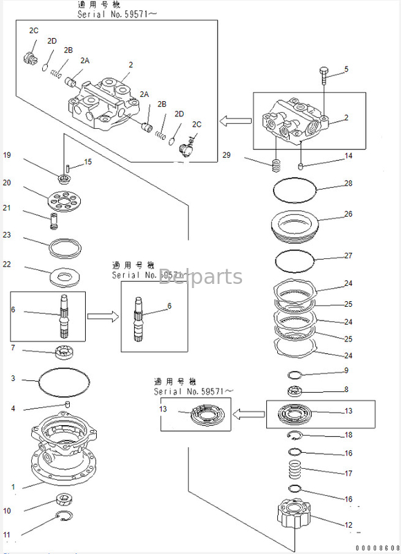 굴삭기 선회 전동기 Pc40 Pc60-7 스윙 모터 조립 708-7T-00470 초침