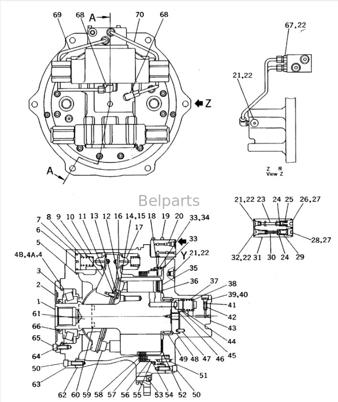 발굴기 여행 모터 Assy Komatsu PC650-7 최종 드라이브 Assy 209-60-63502 209-60-63501