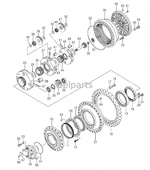 EX1200-6 히타치 9270013 벨 부품 발굴기 여행 모터 assy 9301479 최종 드라이브 Assy