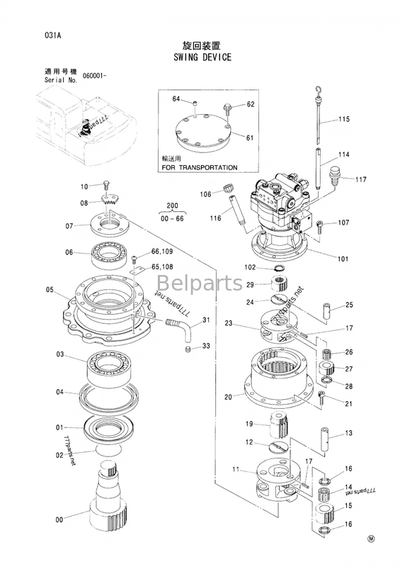 Belparts 굴삭기 ZX120-3 9177550 9196961 히타치 굴삭기 스윙 모터 어셈블리