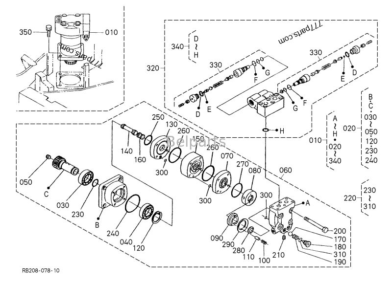 KX41-2 KX41-2S KX41-3 KUBOTA 미니 굴삭기 부품 스윙 모터 선회 모터 감속기 어셈블리 RB101-61282 RB101-69302 RB238-61280