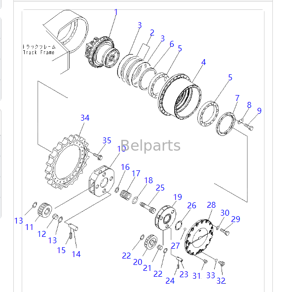 208-27-00311 208-27-00312 KOMATSU PC400-7 PC400-8 PC450-7 PC450-8 LC 굴삭기 이동 트랙 모터(감속기 포함)용 최종 드라이브